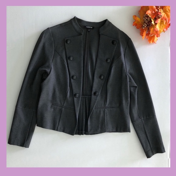 torrid Jackets & Blazers - Torrid Charcoal Heather Military Jacket Size 1